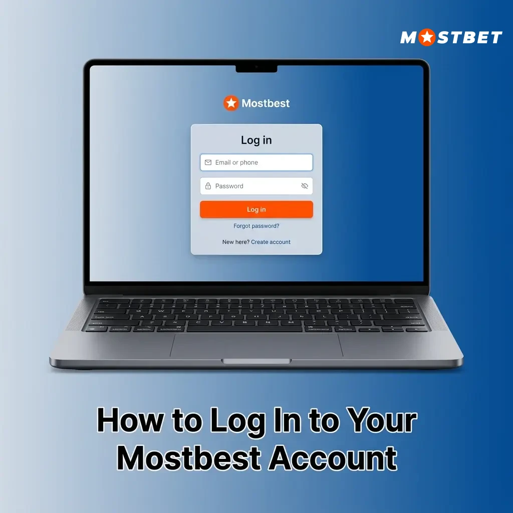Mostbet account login screen showing email, phone, and password fields with two-factor authentication option