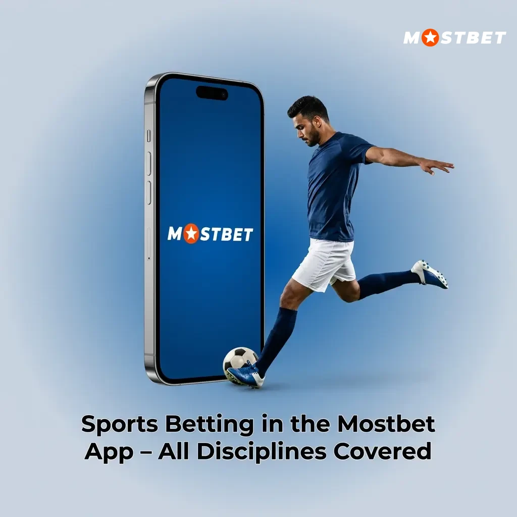 Mostbet app sports betting interface showing cricket, football, kabaddi, eSports and more with LIVE and LINE betting modes